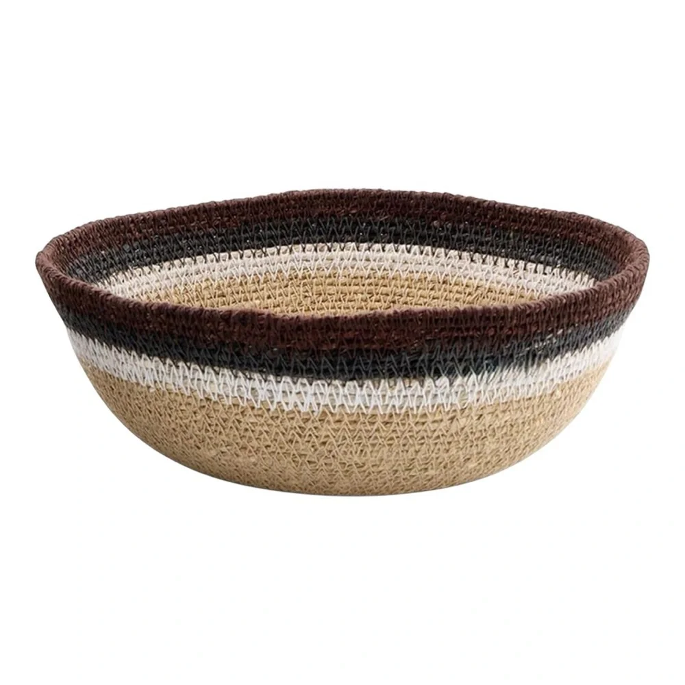 47th and Main Seagrass Bowls Set of 2 Neutral Striped Boho Home Decor New